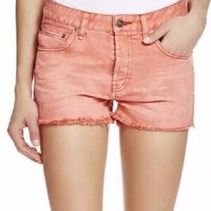 FREE PEOPLE  Coral Raw Hem High Waist Jean Shorts